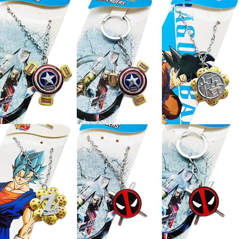 Superhero Captain America Deadpool Natsume Friend Tent Dragon Ball Goku Pendant Bag Key Chain Accessories