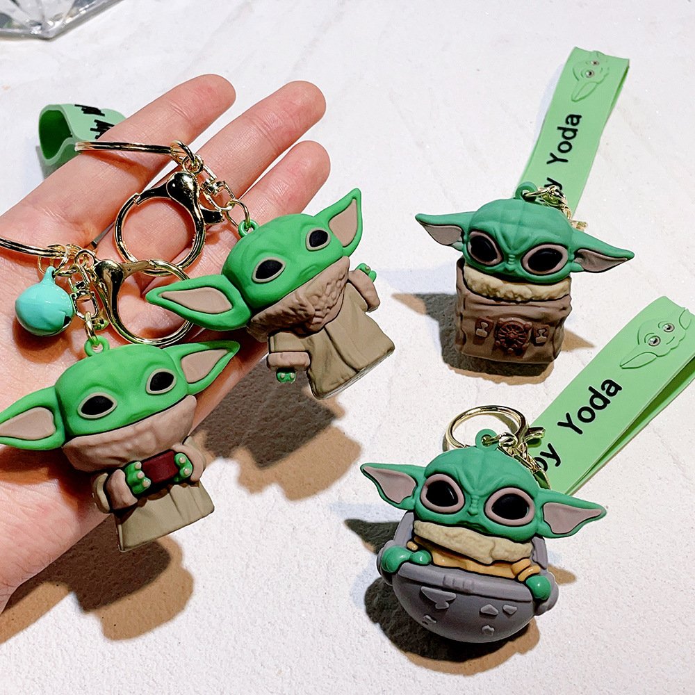 10 Styles 3D Doll Keychain Pendant Cute Cartoon Key Chain Star Car Key War Accessories Anti-Lost Decoration Baby Yoda Keychains