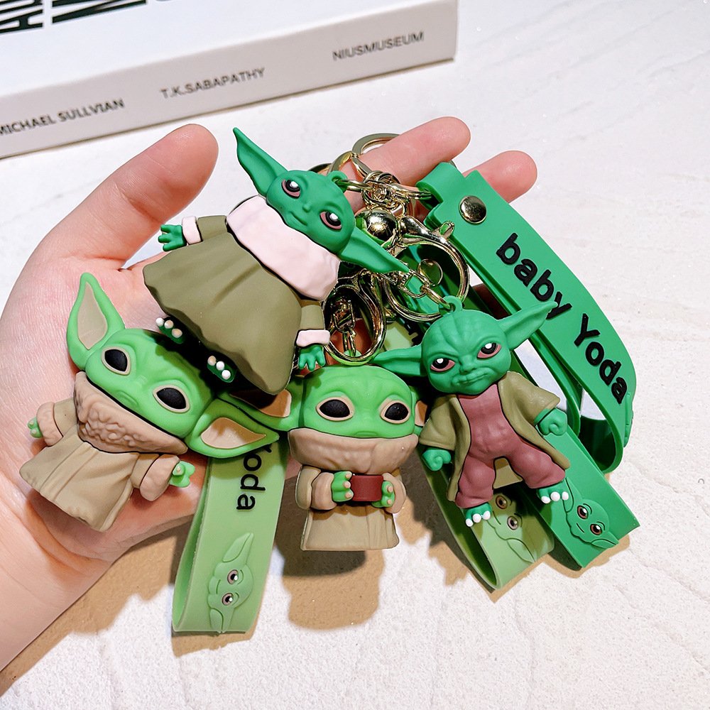 10 Styles 3D Doll Keychain Pendant Cute Cartoon Key Chain Star Car Key War Accessories Anti-Lost Decoration Baby Yoda Keychains