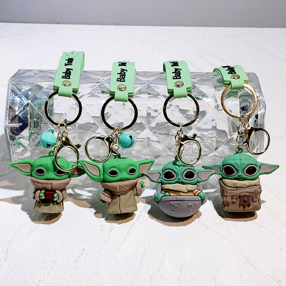 10 Styles 3D Doll Keychain Pendant Cute Cartoon Key Chain Star Car Key War Accessories Anti-Lost Decoration Baby Yoda Keychains