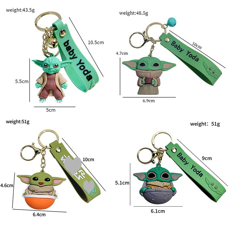 10 Styles 3D Doll Keychain Pendant Cute Cartoon Key Chain Star Car Key War Accessories Anti-Lost Decoration Baby Yoda Keychains