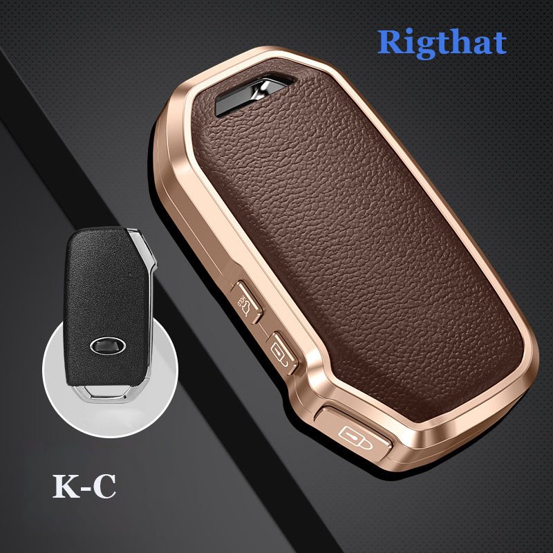 2023 Luxury Design 4 Color Available Leather Aluminum Alloy Metal Car Fob Key Case Cover for KIA