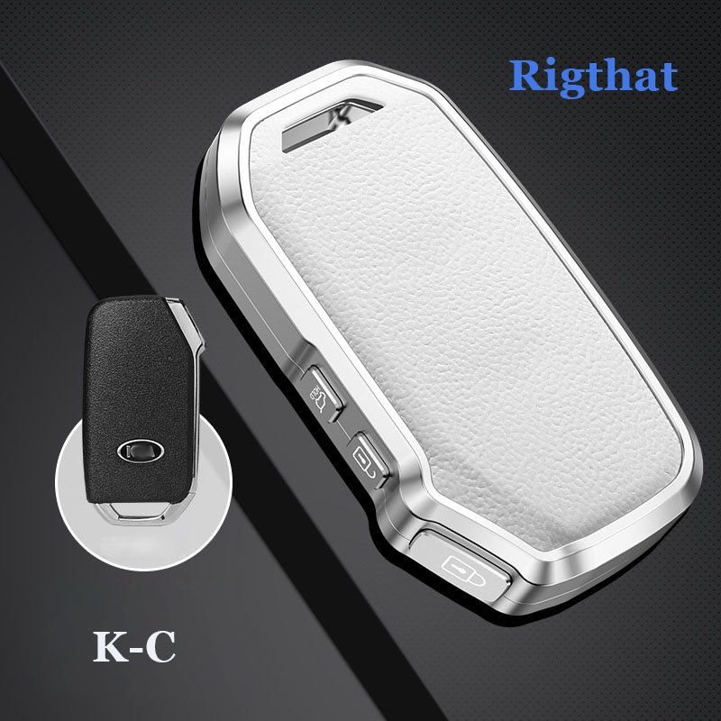 2023 Luxury Design 4 Color Available Leather Aluminum Alloy Metal Car Fob Key Case Cover for KIA