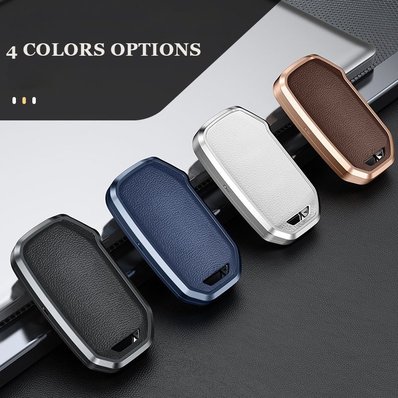 2023 Luxury Design 4 Color Available Leather Aluminum Alloy Metal Car Fob Key Case Cover for KIA