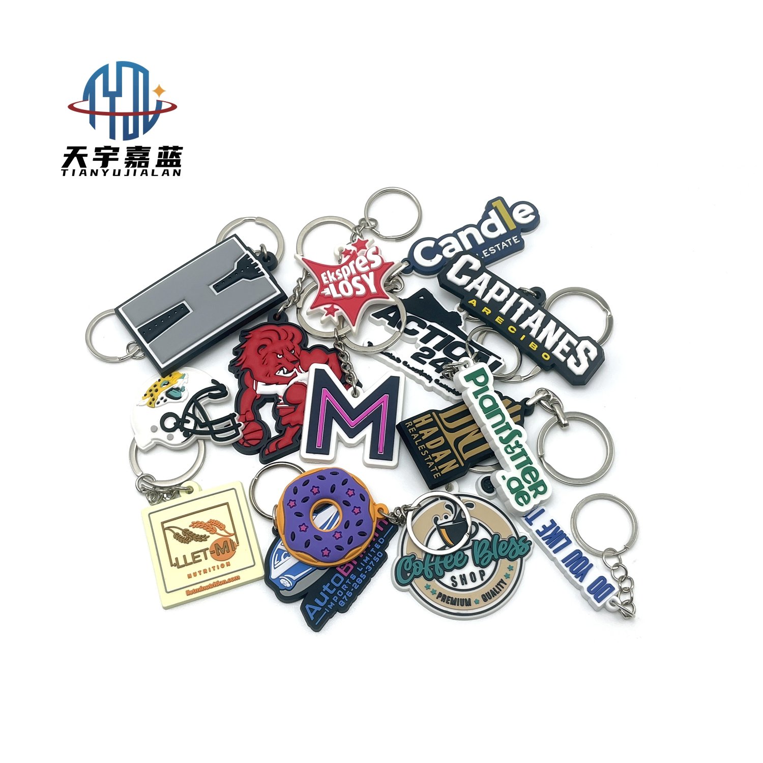 Tianyu Custom 2D Your Logo Soft Pvc Keychain Make Rubber Gift Promotion Key Chain With Your Logo And Name