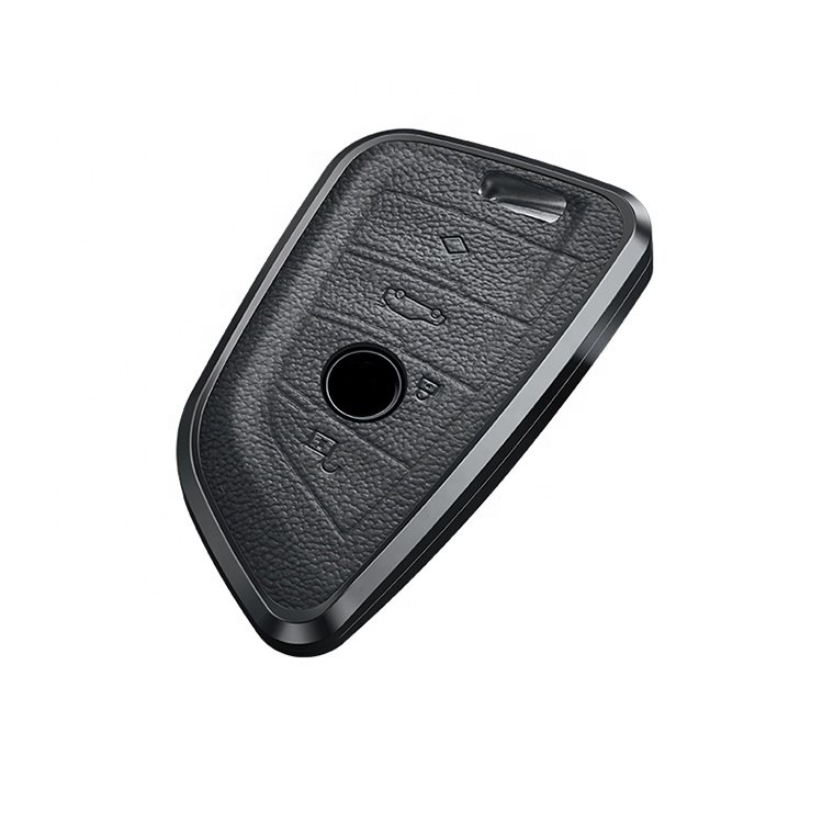 Fashion Car Remote Key Fob Holder Aluminum Alloy Leather Car Key Cover Hot Sale Key Case 2022 New Car Accessories