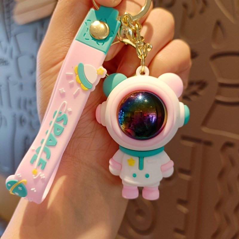 Little Bear Astronaut Cartoon Keychain Cute Book Bag Pendant Car Keychain Accessories Couple Gift