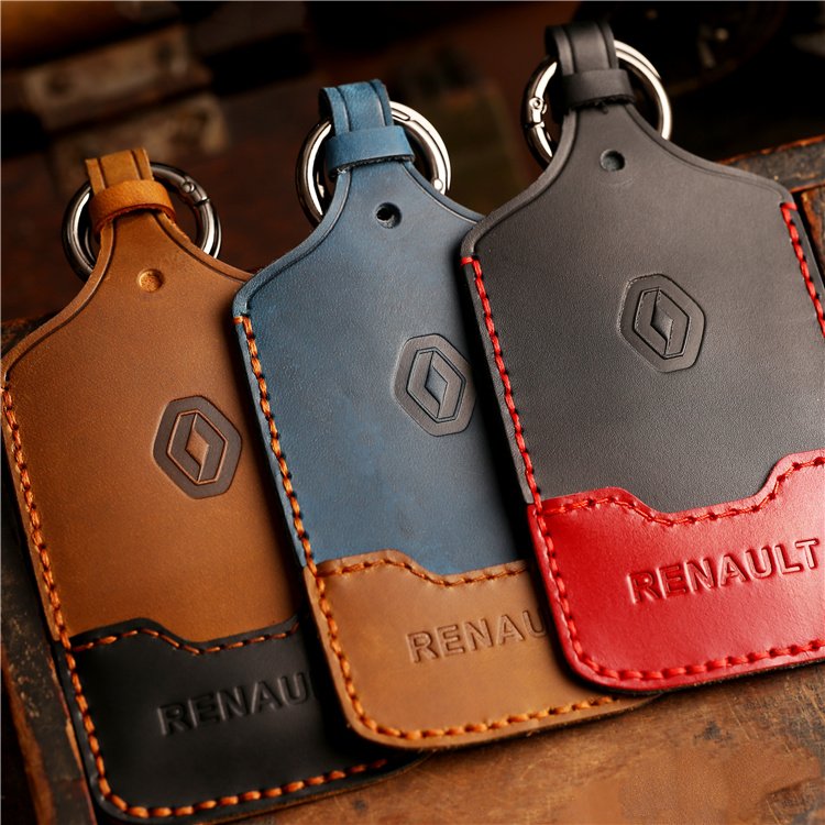 Wholesale Hot Sale Genuine Crazy Horse Leather Car Key Case Cover for Renault Koleos Kadjar 2016-2019 4 Button Auto Accessories
