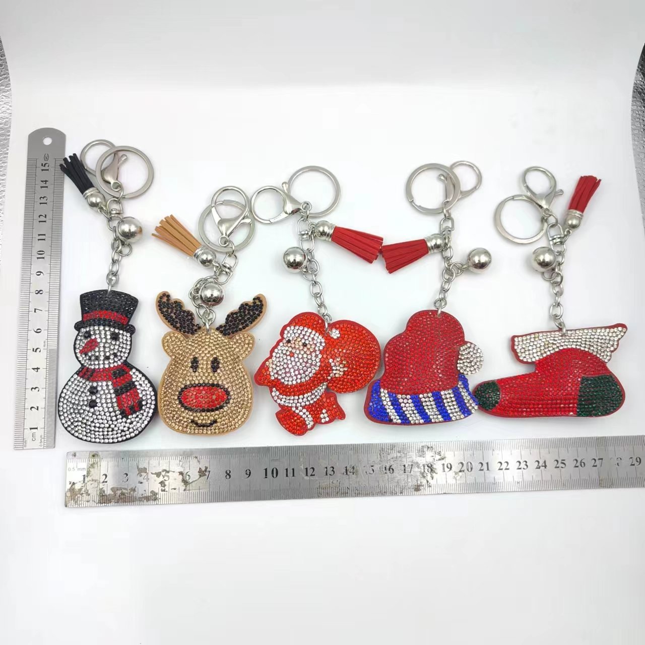 Popular Cartoon Keychain Full Diamond Holiday Accessories Festive Gift Christmas Decorations