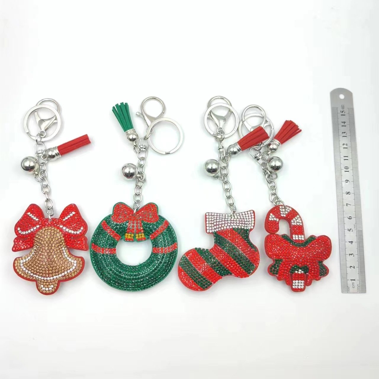 Popular Cartoon Keychain Full Diamond Holiday Accessories Festive Gift Christmas Decorations