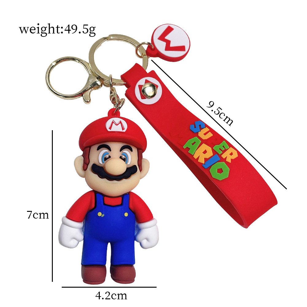 New Arrivals Super Mario Wholesale 3d Pvc Rubber Keychains Cartoon Pendant Key Ring for Gifts&Crafts