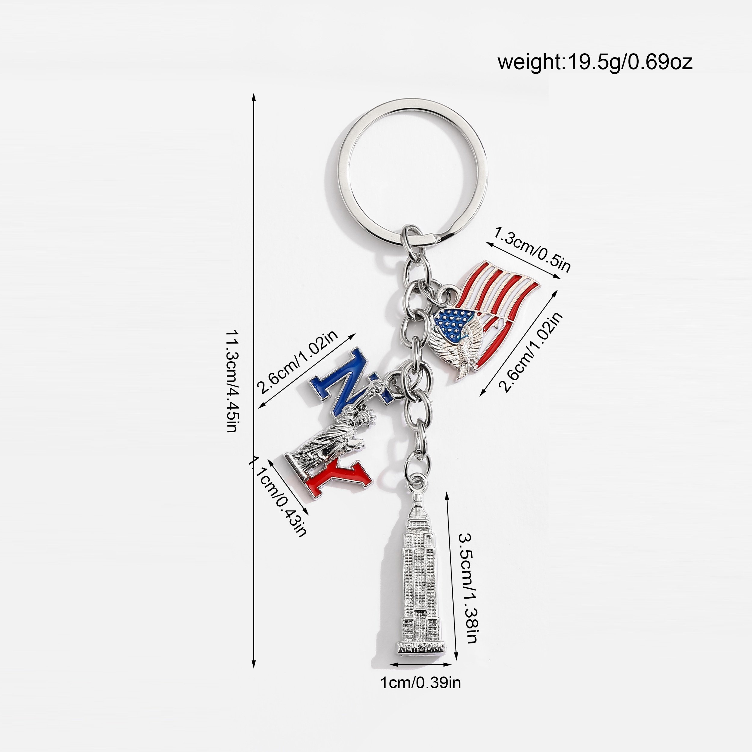 Customized Patriotic Statue of Liberty & Empire State Building Metal Keychain Zinc Alloy