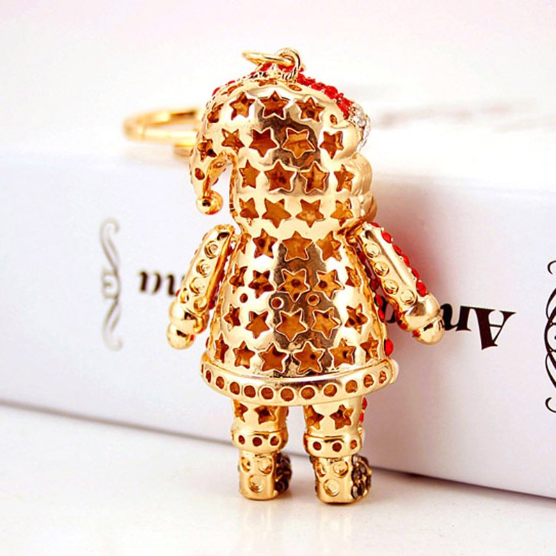 2025 New Arrival Cute Accessories Alloy Rhinestone Santa Car Key Ring Women's Bag Accessories Christmas Pendant Small Gift