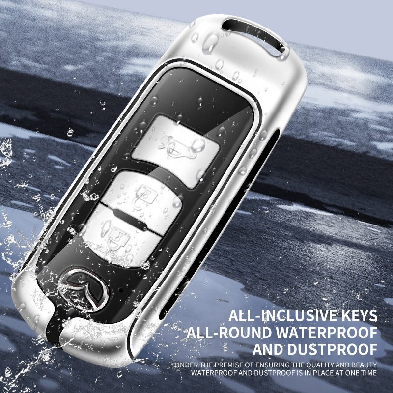 Metal Leather Car Logo Key Case Cover For Mazda 2 3 5 6 Demio Cx-3 Cx-4 Cx-5 Cx-7 Cx-9 Mx-5 Atenza Axela Keychain Accessories