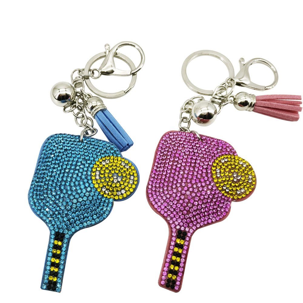 2024 Promotional Pickleball Paddle Keychains Car Key Rings Charms Bling Keychain Crystal Keychain Accessories