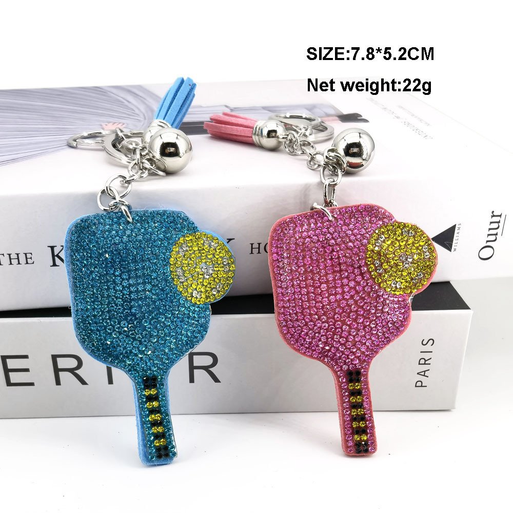 2024 Promotional Pickleball Paddle Keychains Car Key Rings Charms Bling Keychain Crystal Keychain Accessories