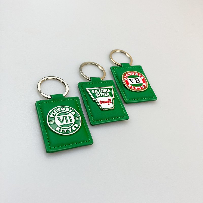 Xun Xin Customize Creative PU Keychain Genuine Leather Keychain Car Key Pendant Embossed Silk Screen Printing Logo Gift Keychain