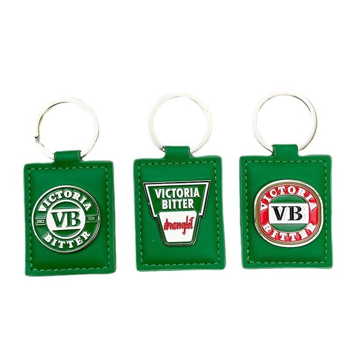 Xun Xin Customize Creative PU Keychain Genuine Leather Keychain Car Key Pendant Embossed Silk Screen Printing Logo Gift Keychain