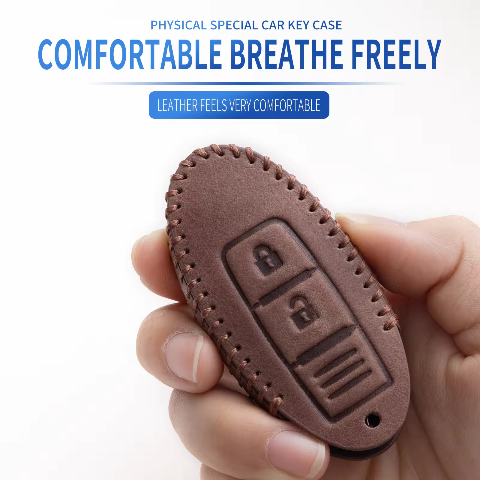 luxury custom logo Oil Wax leather car key case cover fob shell for for Nissan Tiida Accessories