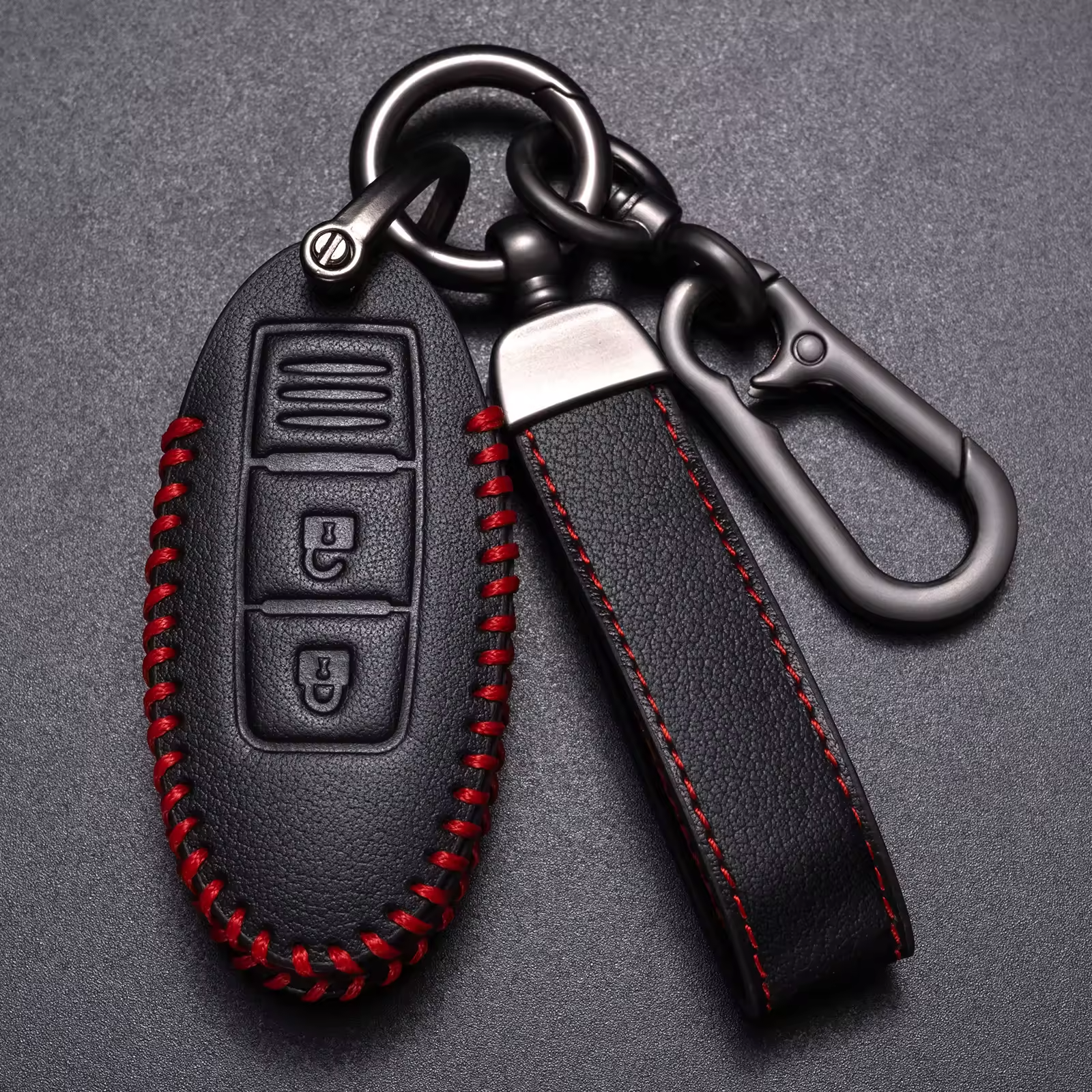 luxury custom logo Oil Wax leather car key case cover fob shell for for Nissan Tiida Accessories