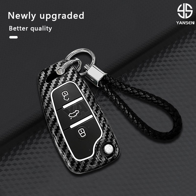 ABS Carbon Fiber Car Key Case Cover Protector For Audi A3 A4 A5 A5 A6 A8 C5 C6 8L 8P B6 B7 B8 RS3 Q3 Q7 TT 8V