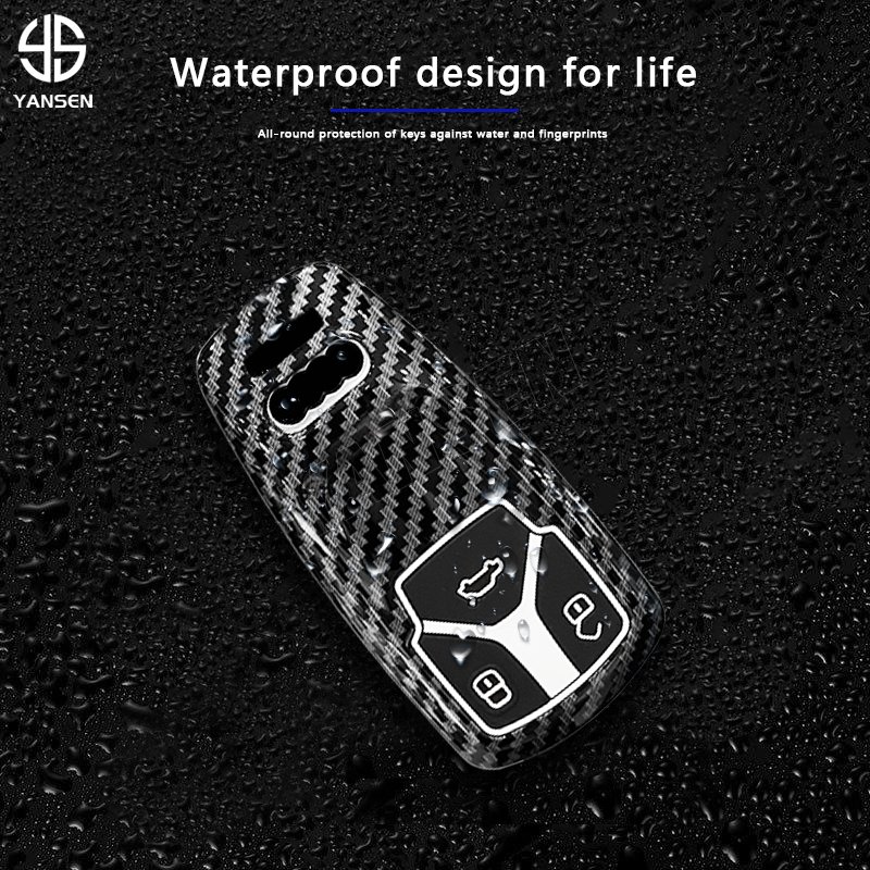 ABS Carbon Fiber Car Key Case Cover Protector For Audi A3 A4 A5 A5 A6 A8 C5 C6 8L 8P B6 B7 B8 RS3 Q3 Q7 TT 8V