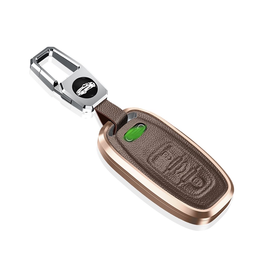 Audi A6 A7 A8 E-tron Q5 Q8 C8 D5 Car Key Case For Metal Leather Remote Car Key Cover with Keychain