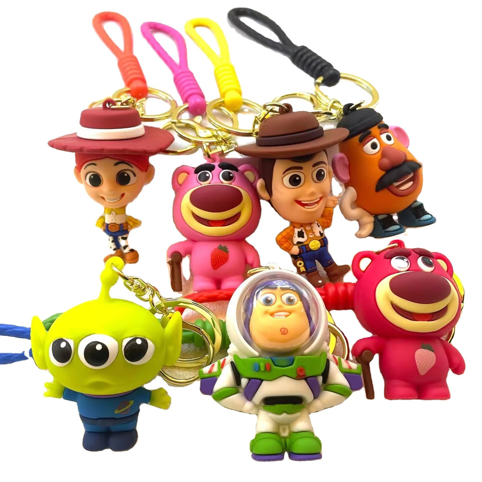 Hot Sell America Anime Keychain silicone Keychain 3D PVC Bag Doll Pendant Woody Keychains Anti-Lost Car Key Bag Accessories