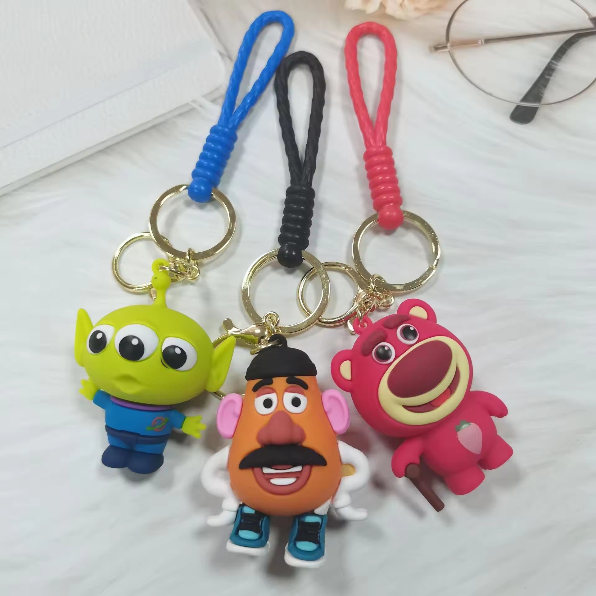 Hot Sell America Anime Keychain silicone Keychain 3D PVC Bag Doll Pendant Woody Keychains Anti-Lost Car Key Bag Accessories