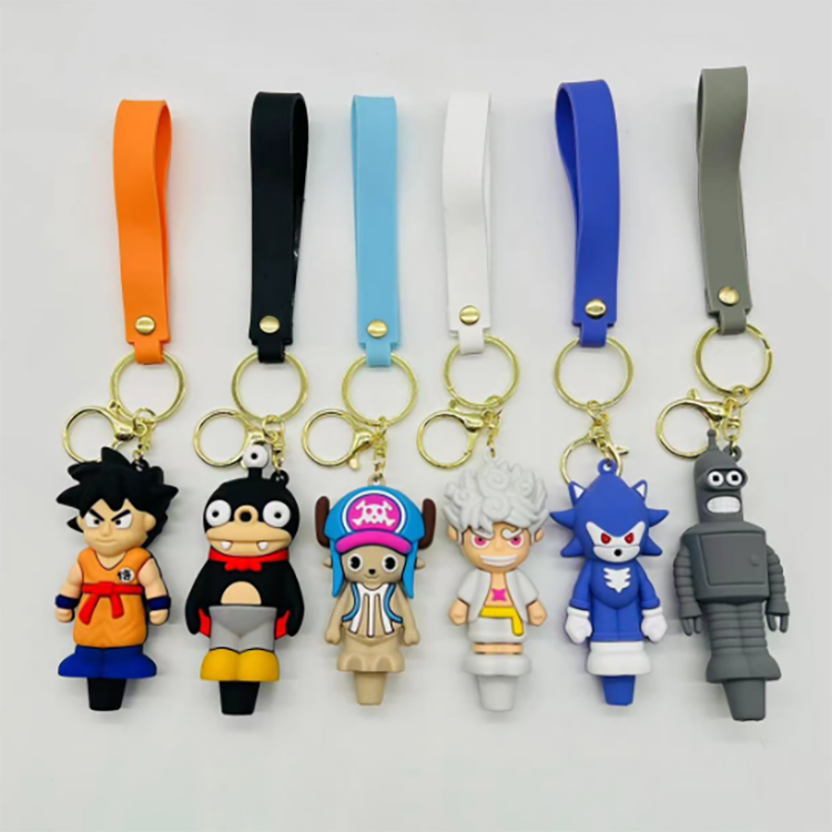 Wholesale Multifunction Anime 3D Silicone Keychain Cute Cartoon Pendant for Men Bags and Car Keys Decorations