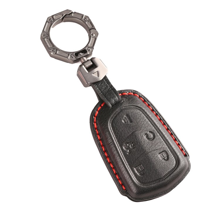 Handmade Genuine Leather Car Key Case Cover for Cadillac Escalade CTS SRX XT5 ATS STS and CT6 Smart Car Key Fob Shell Case