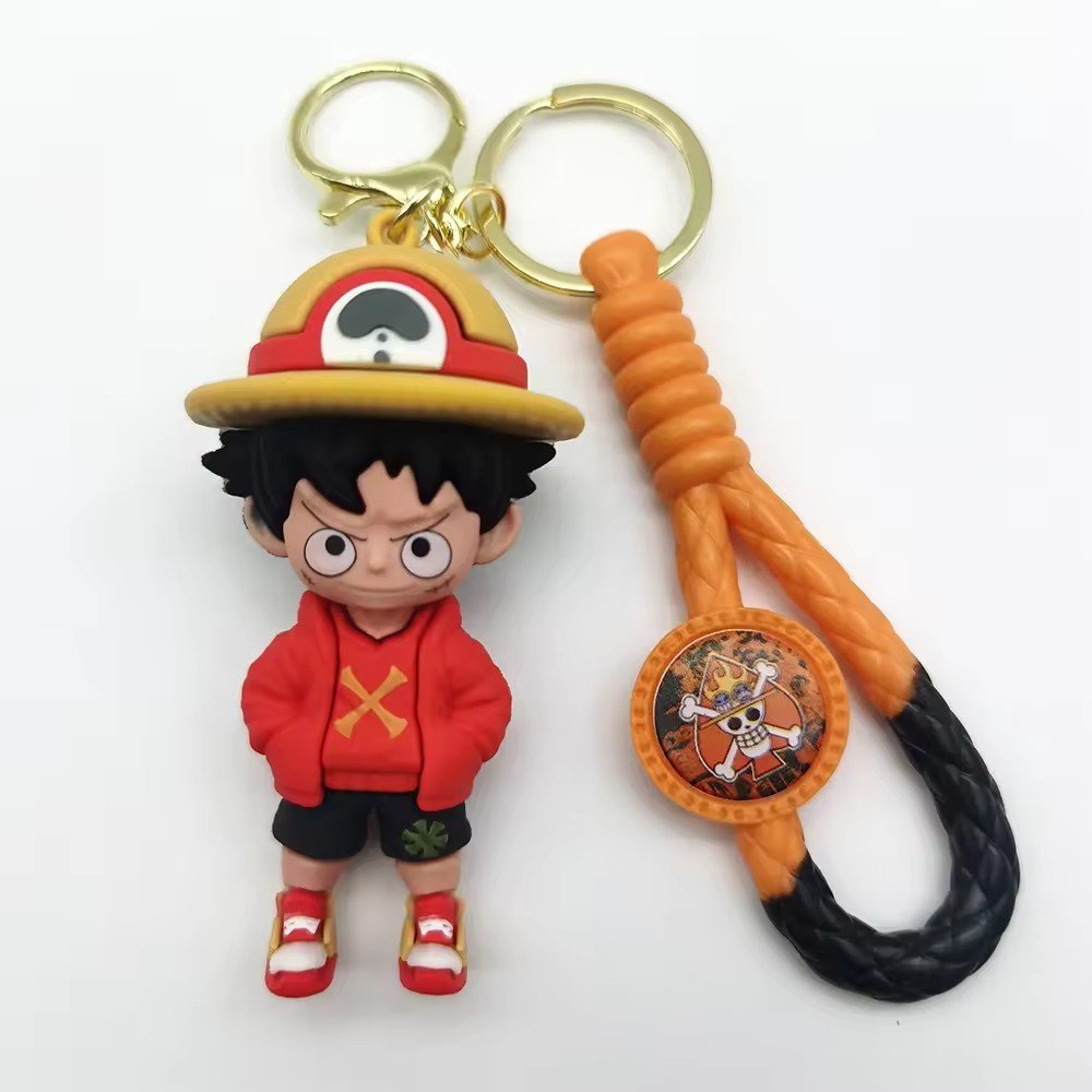 Wholesale 3D Cartoon Soft pvc Keychains One Piece Japan Anime Rubber key chain accessories custom Logo keychain