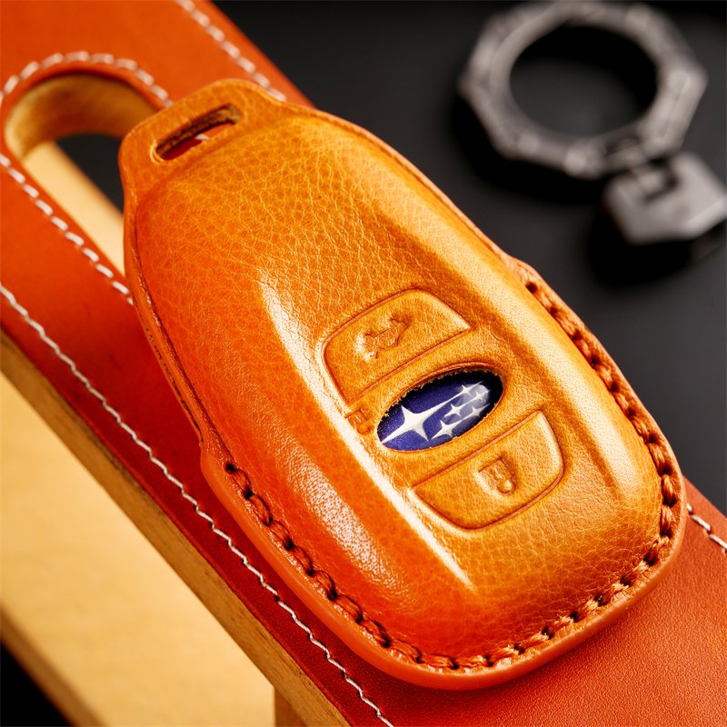 Leather Car Key Case Cover for subaru Forester Impreza Outback Legacy STI WRX BRZ Crosstrek Ascent Solterra Car key Shell