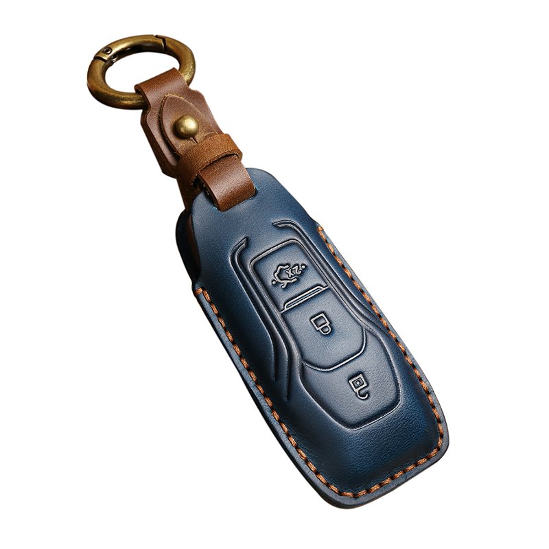 Leather Cover Case Keychain For Ford Focus 3 4 ST Mondeo 5 MK5 Fiesta Ecosport Kuga MK3 MK4 Key Shell Holder