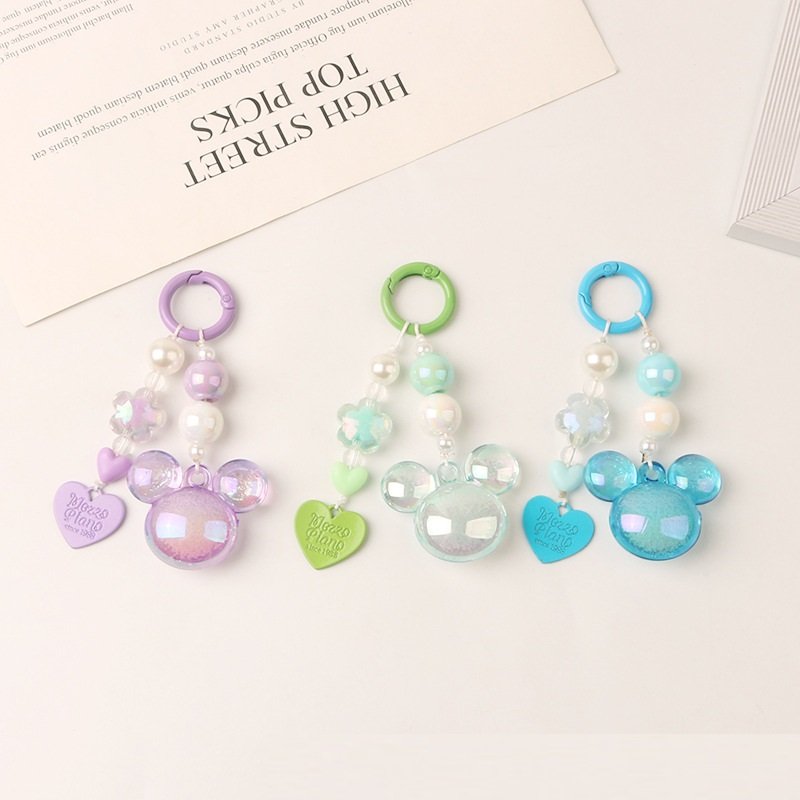 HOT New design Cute rainbow keychain Heart shape bow pendant keychain fashion rabbit key for lady bag car key pendant