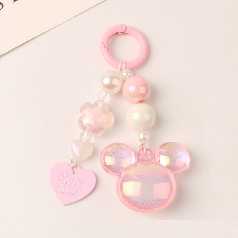 HOT New design Cute rainbow keychain Heart shape bow pendant keychain fashion rabbit key for lady bag car key pendant