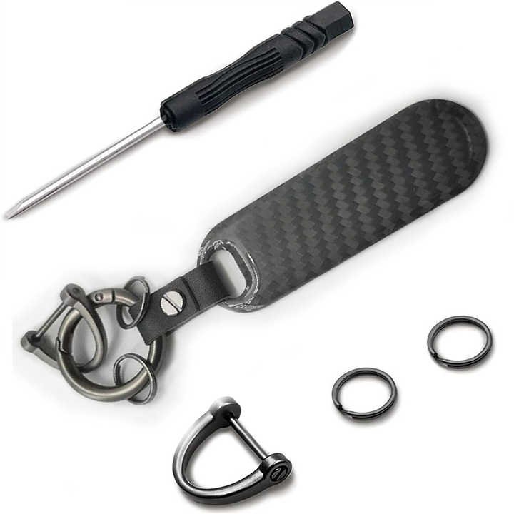 Metal Custom Round Car Keychain Leather Key Ring Keychain Accessories Stainless Steel Carbon Fiber Keychain