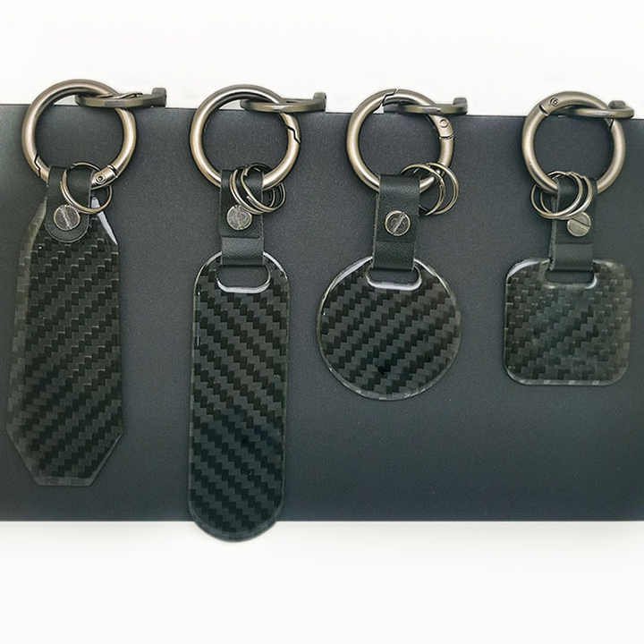 Metal Custom Round Car Keychain Leather Key Ring Keychain Accessories Stainless Steel Carbon Fiber Keychain