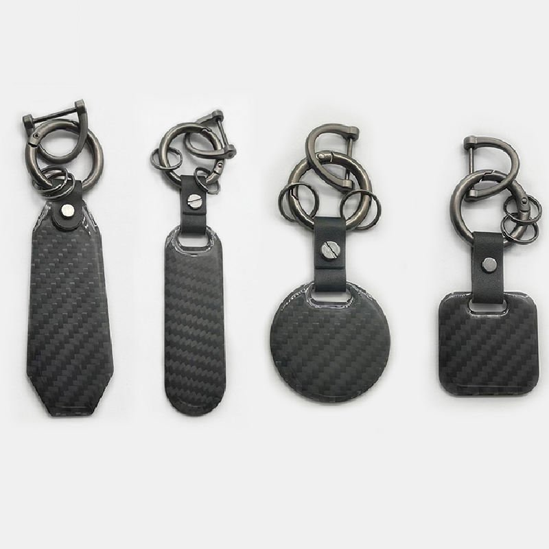 Metal Custom Round Car Keychain Leather Key Ring Keychain Accessories Stainless Steel Carbon Fiber Keychain