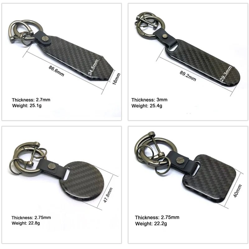 Metal Custom Round Car Keychain Leather Key Ring Keychain Accessories Stainless Steel Carbon Fiber Keychain