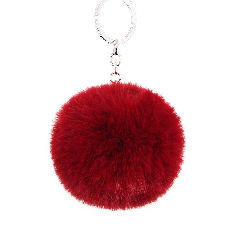 2024 new cheap high quality low MOQ Wholesale Custom 8cm Faux Rabbit Fur Furry Ball Pom Pom key chains holder car decoration