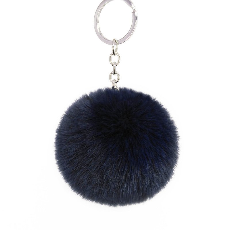 2024 new cheap high quality low MOQ Wholesale Custom 8cm Faux Rabbit Fur Furry Ball Pom Pom key chains holder car decoration