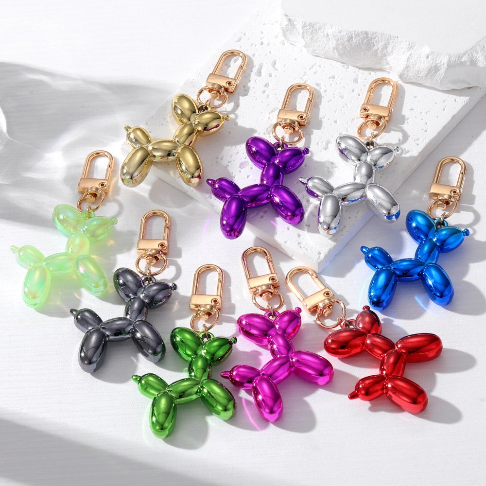 Colorful Balloon Dog Charm Pendants Key Rings Cute Pet Dog Charm Keychain For Women Handbag Jewelry