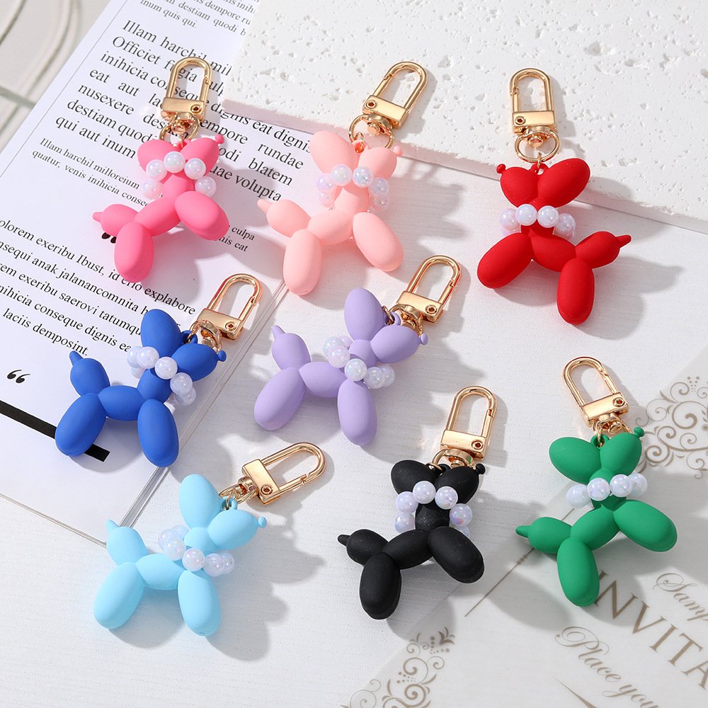 Colorful Balloon Dog Charm Pendants Key Rings Cute Pet Dog Charm Keychain For Women Handbag Jewelry