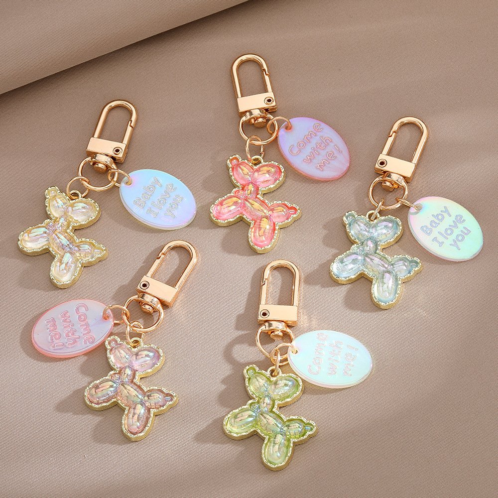 Colorful Balloon Dog Charm Pendants Key Rings Cute Pet Dog Charm Keychain For Women Handbag Jewelry