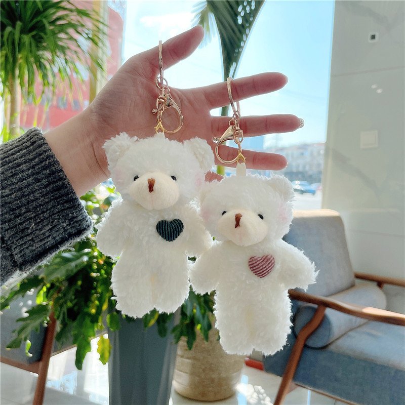 Hot Sale Wholesale Cute Soft Blush Bear Pendant Doll Bag Accessory keychain For Girls Party Gift Key Ring