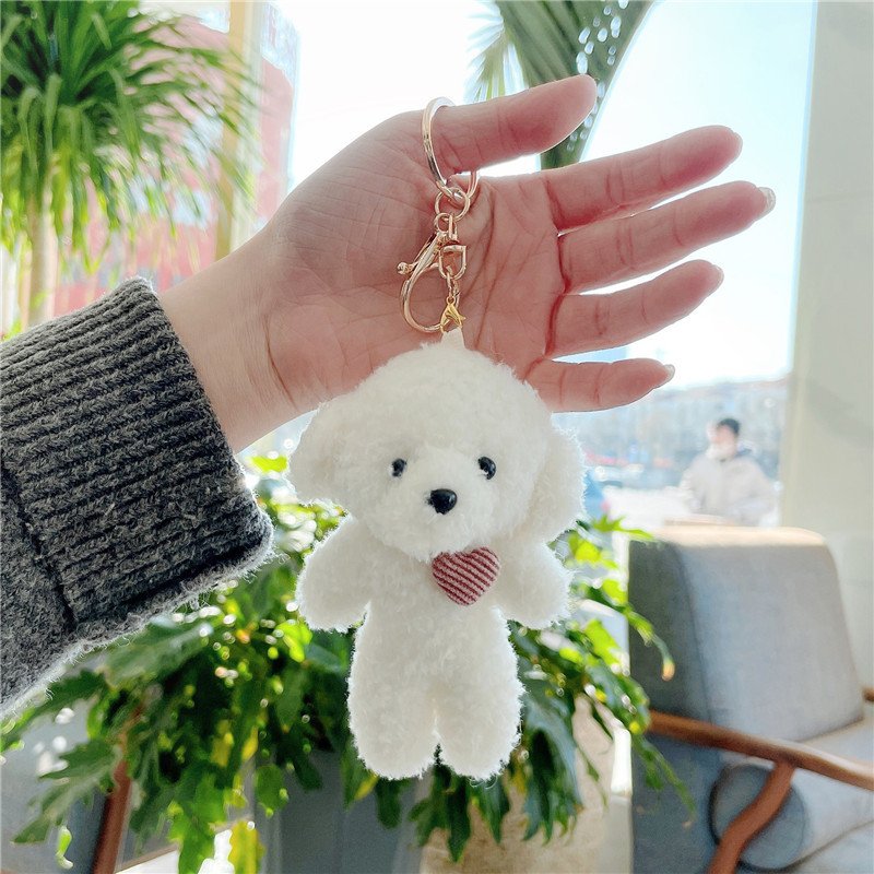 Hot Sale Wholesale Cute Soft Blush Bear Pendant Doll Bag Accessory keychain For Girls Party Gift Key Ring
