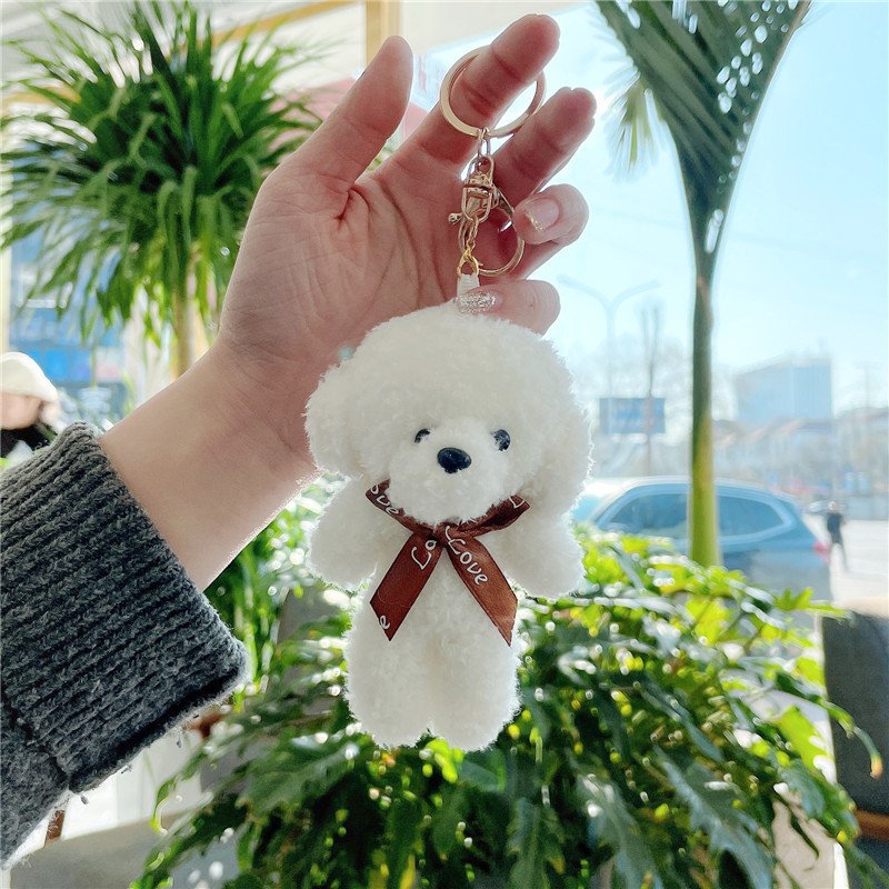 Hot Sale Wholesale Cute Soft Blush Bear Pendant Doll Bag Accessory keychain For Girls Party Gift Key Ring
