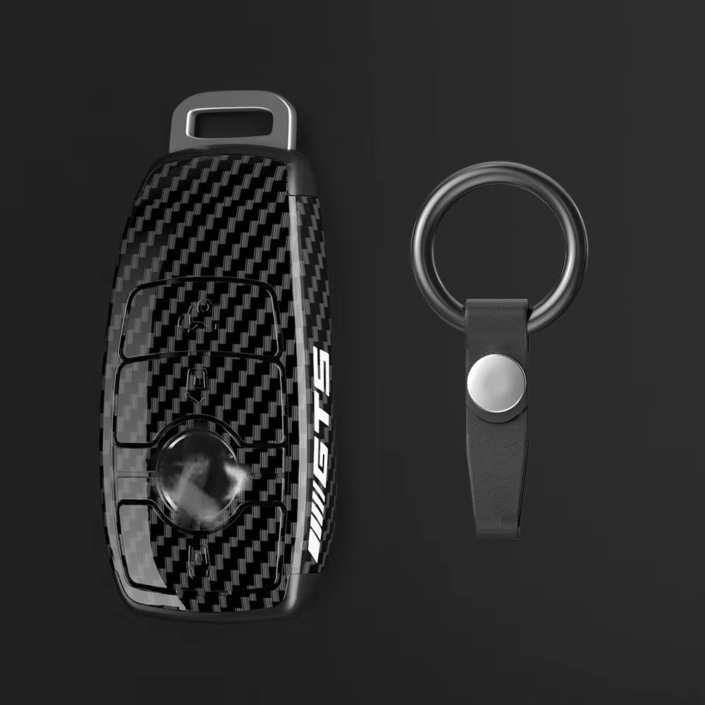 Top sale zinc alloy smart control car key cover 4 button with belt keychain car key case for Mercedes Benz Class A/C/E