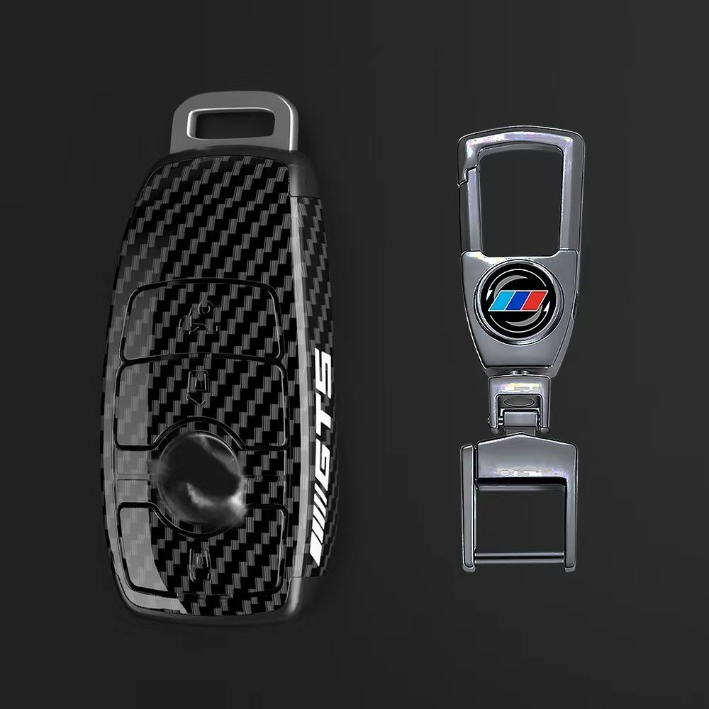 Top sale zinc alloy smart control car key cover 4 button with belt keychain car key case for Mercedes Benz Class A/C/E